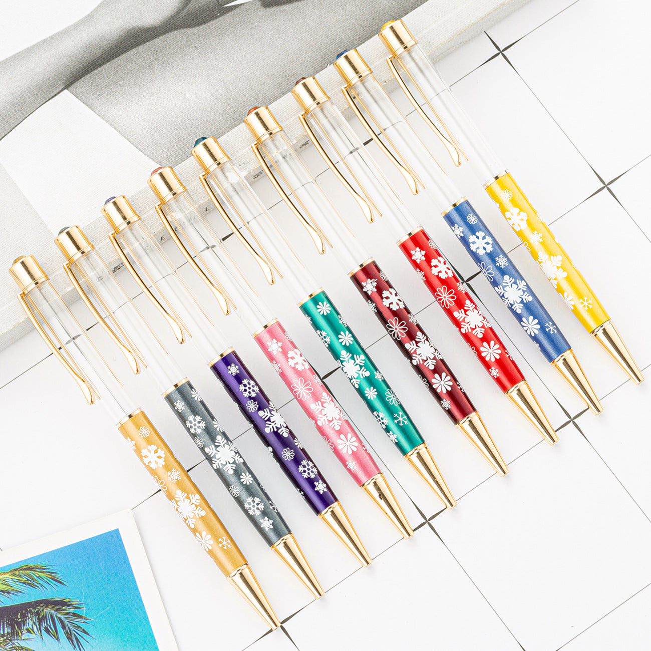 Wholesale DIY Crystal Oil Filled Empty Tube Pen Metal Ballint Pen