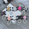 Wholesale PU Bow Camellia Keychain
