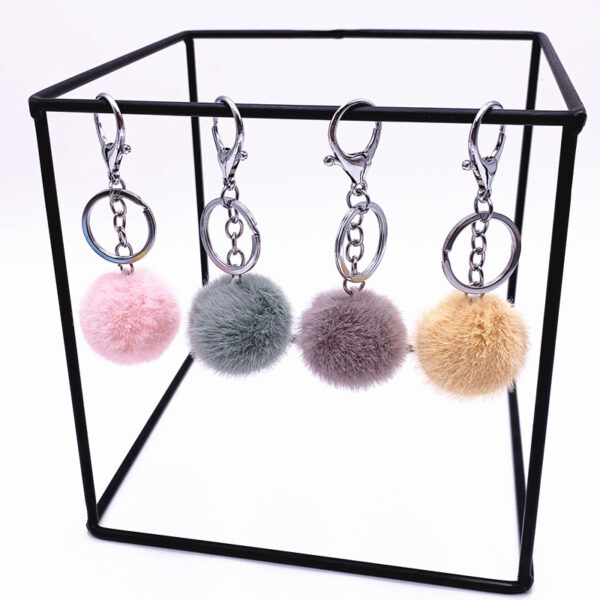 Wholesale Plush Candy Color Fur Ball Key Chain