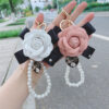 Wholesale PU Bow Camellia Keychain