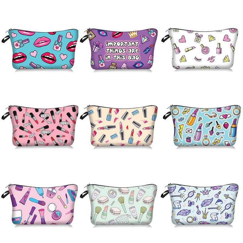 Wholesale lyester Lipstick Lips Print Cosmetic Bag