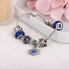 16394019358_1091121980 Wholesale Blue Starry Sky Christmas Diamond Snowflake Glass Beaded Bracelet
