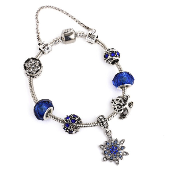 16394025309_1091121980 Wholesale Blue Starry Sky Christmas Diamond Snowflake Glass Beaded Bracelet
