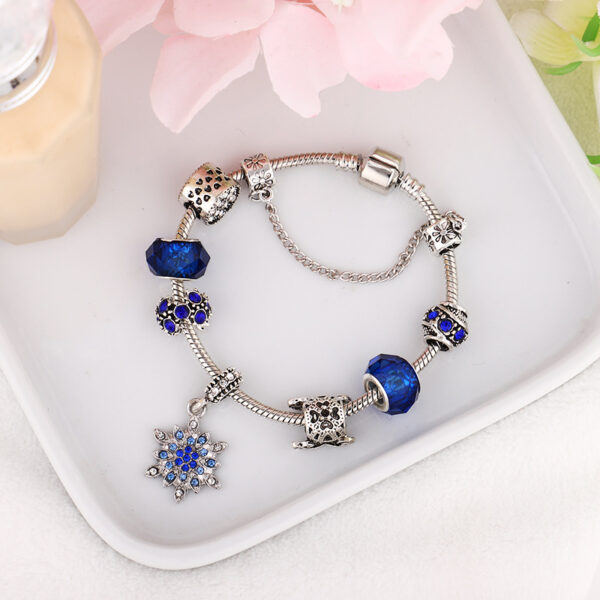 16446703789_1091121980 Wholesale Blue Starry Sky Christmas Diamond Snowflake Glass Beaded Bracelet