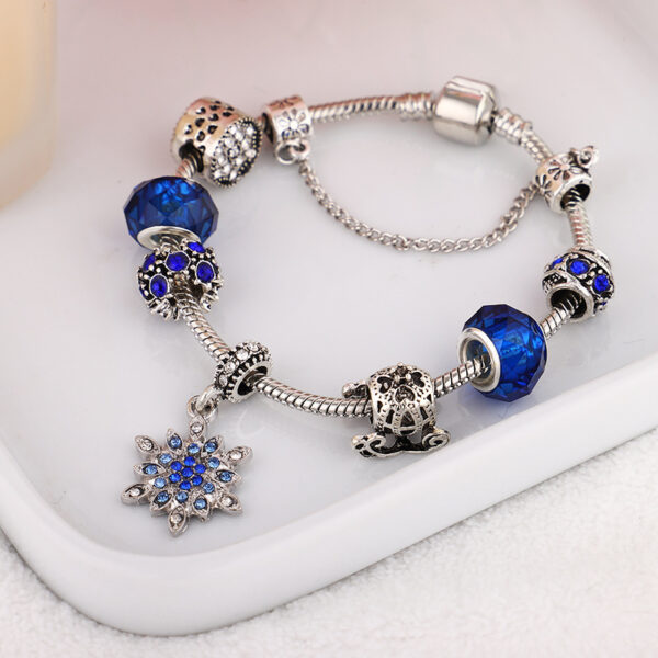 16512809436_1091121980-1 Wholesale Blue Starry Sky Christmas Diamond Snowflake Glass Beaded Bracelet