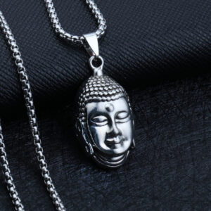 Buddha head + stainless steel chain
