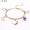 16699293956_455272578 Wholesale Rainbow Heart Drip Oil Alloy Pendant Bracelet