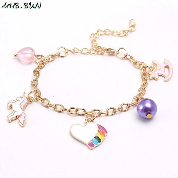 16699293956_455272578 Wholesale Rainbow Heart Drip Oil Alloy Pendant Bracelet