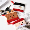 Wholesale Christmas Cartoon Square Zipper Knitted Cotton Wallet Bag