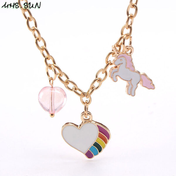 16820324463_455272578 Wholesale Rainbow Heart Drip Oil Alloy Pendant Bracelet