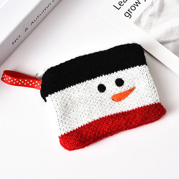 Wholesale Christmas Cartoon Square Zipper Knitted Cotton Wallet Bag