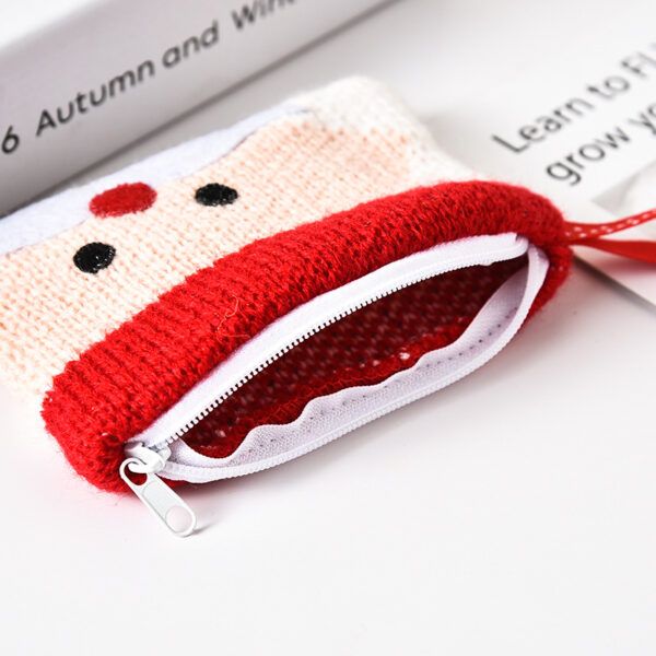Wholesale Christmas Cartoon Square Zipper Knitted Cotton Wallet Bag
