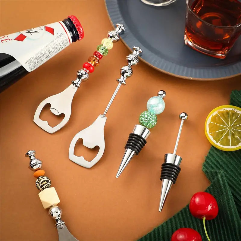 Wholesale Beadable Utensils DIY Zinc Alloy Sier Red Wine Stopper