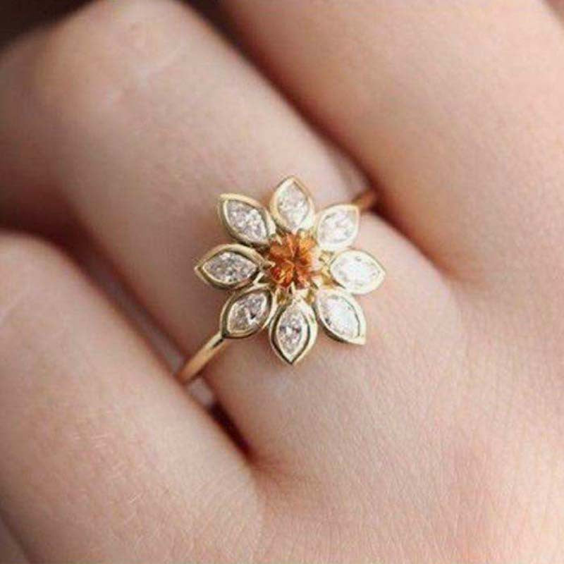 Wholesale Flowers Zircon Rings Alloy