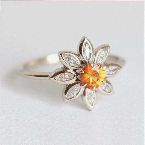 Wholesale Flowers Daisy Zircon Rings Alloy