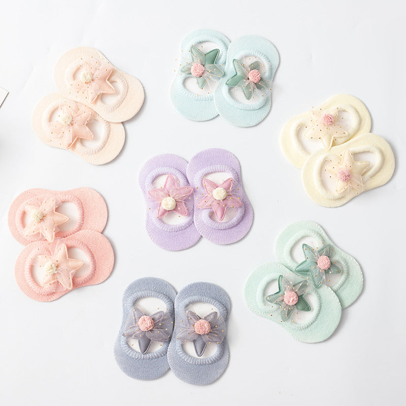 Wholesale Hollow Flower Dot Glue Non-slip Bow Knot Chilen Socks