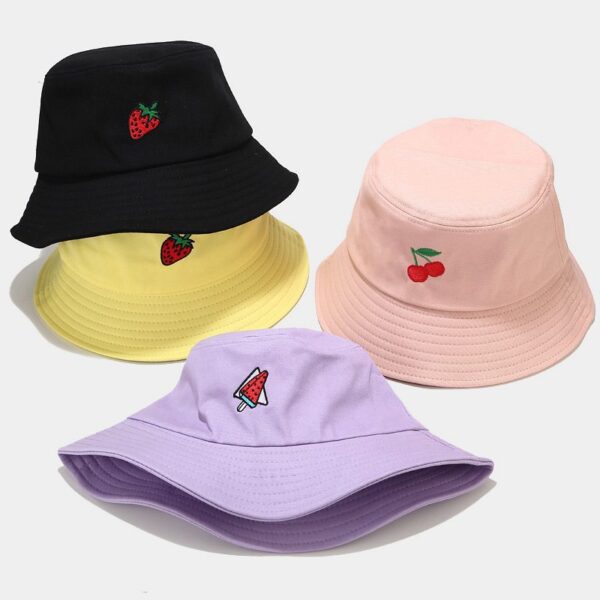 17257994354_1510934832 Wholesale Cotton Fruit Pattern Embroidery Bucket Hat