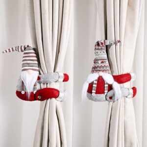 Wholesale Non-woven Christmas Striped Hat Forest Old Man Side Holding Curtain Buckle Door Hanging