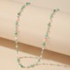 Wholesale Alloy Green Beaded Sugar Cube Ball Necklace