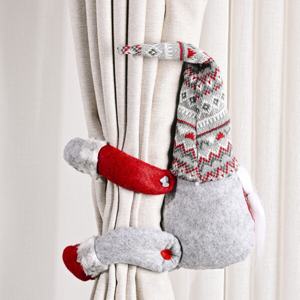 Wholesale Non-woven Christmas Striped Hat Forest Old Man Side Holding Curtain Buckle Door Hanging