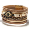 Wholesale Boho Style Rice Beads Handwoven Leather Bracelet