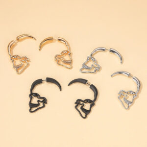 17687842168_958262148 Wholesale Hollow Piercing Human Face Punk Style Earrings