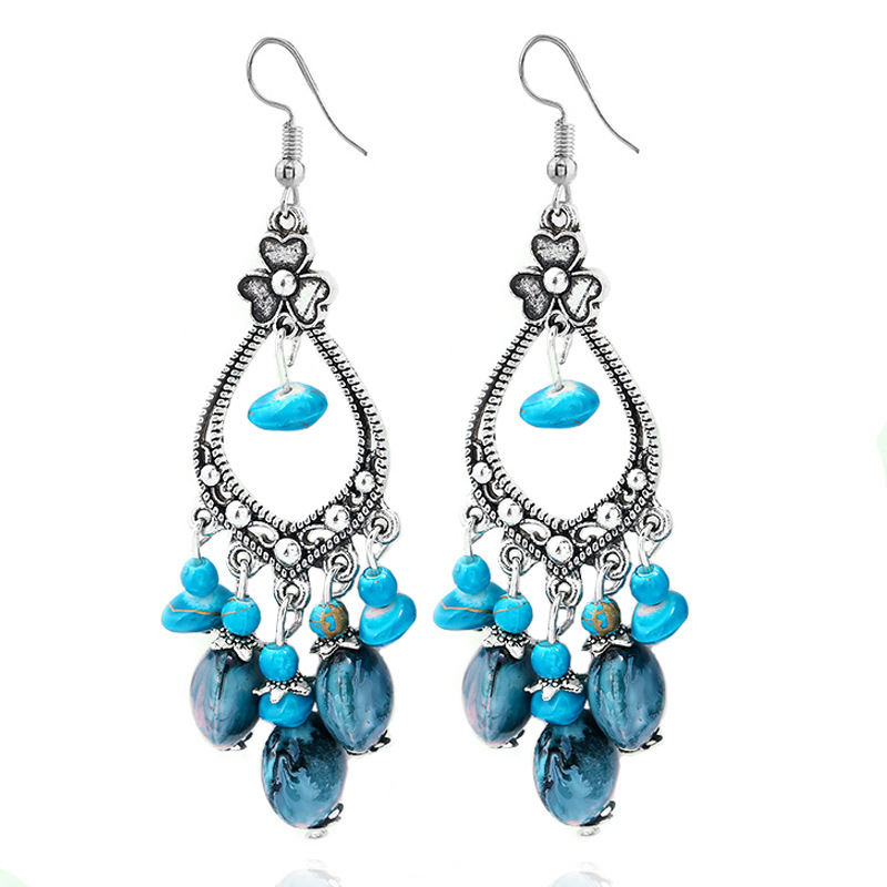Wholesale European and American Fashion Earrings Ethnic Style Tassel Earrings Retro Long Carved Bohemian Jewelry