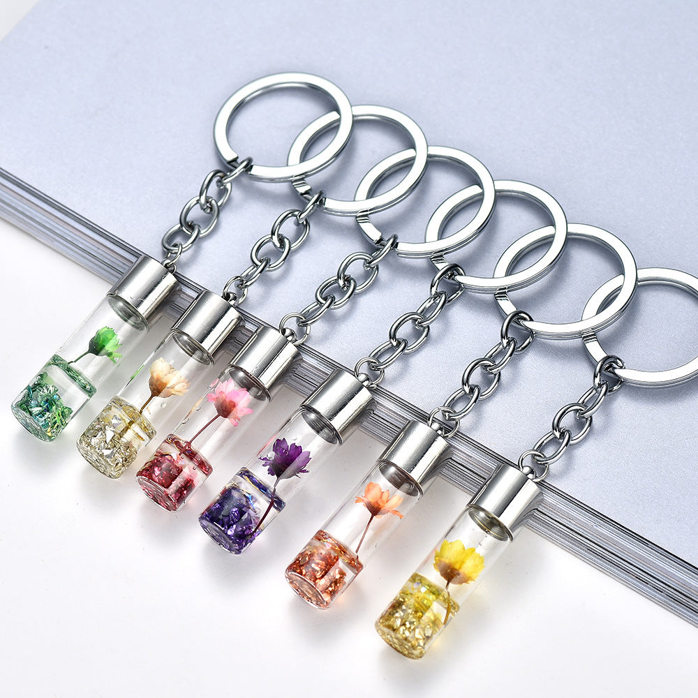 Wholesale Mother's Day Plant ied Flower Glass Vase Keychain