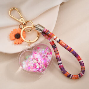 Rose Red / Keychain + love rope + flower a4-1