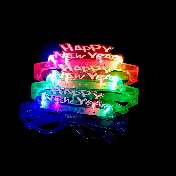 Wholesale of Happy New Year LED Plastic Luminous Glasses Toys
