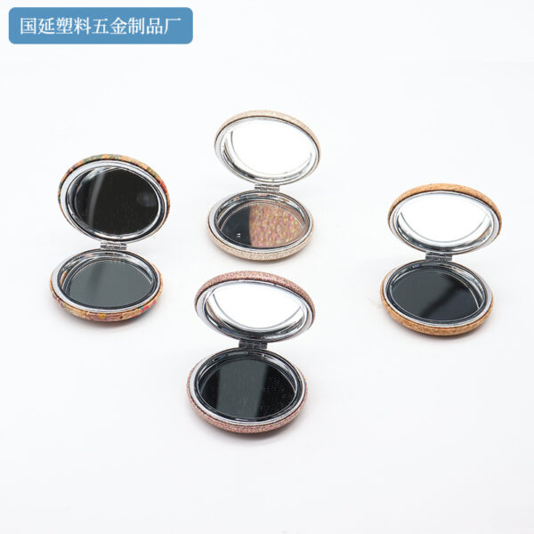 Wholesale Girl Portable Round Glitter Folding Mirror