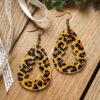 Wholesale Christmas Plaid Christmas Tree Leopard Print Leather Earrings