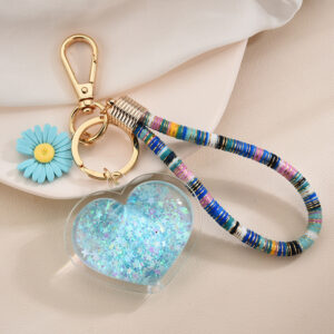 Light blue / Keychain + love rope + flower a4-1