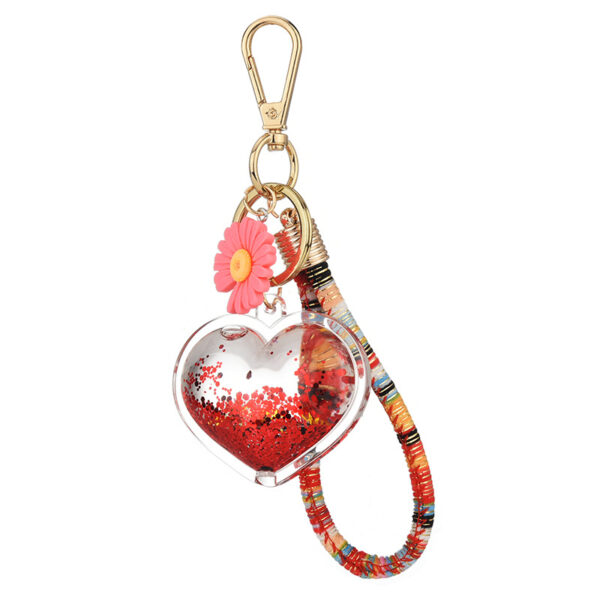 Wholesale Acrylic Quicksand Into Oil Quicksand Cotton Rope Heart Creative Key Chain