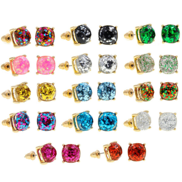 17997752179_1203997617 Wholesale Imitation Gemstone Square Sequin Colorful Resin Earrings