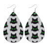 Wholesale Halloween Spider Fun Pumpkin Bat Print Water Drop Leather Earrings