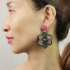 18054285037_1476080359 Wholesale Embroidery Flower Shape Mixed Material Earrings