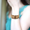 18056354336_128814302 Wholesale Alloy Magnet Buckle Leopard Genuine Leather Horsehair Bracelet