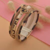 18056360352_128814302 Wholesale Alloy Magnet Buckle Leopard Genuine Leather Horsehair Bracelet