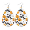 Wholesale Halloween Spider Fun Pumpkin Bat Print Water Drop Leather Earrings