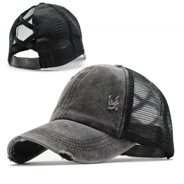 18110802317_933844502 Wholesale Cotton Elastic Band Cross Horsetail Baseball Cap