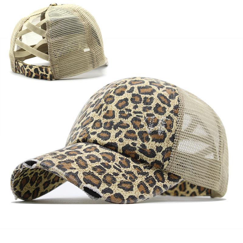 Wholesale Cotton Elastic Band Cross Horsetail Baseball Cap