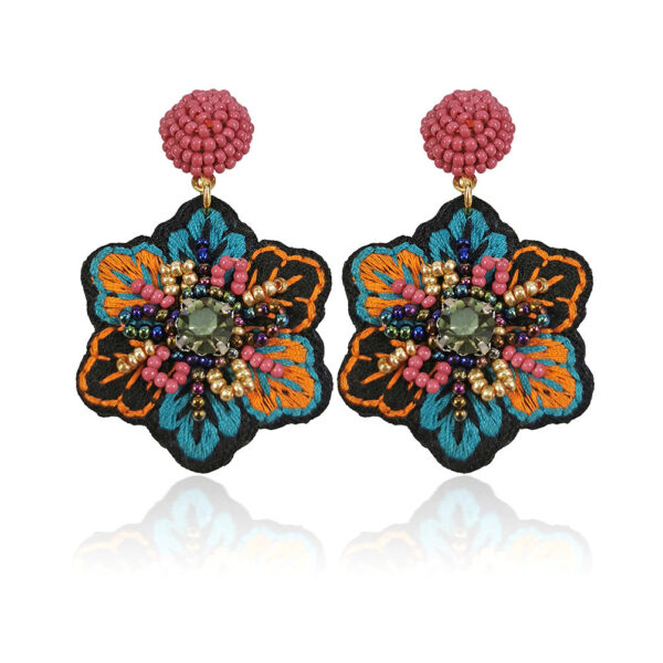 18114211788_1476080359 Wholesale Embroidery Flower Shape Mixed Material Earrings