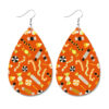 Wholesale Halloween Pumpkin Ghost Candy Print Water Drop Leather Earrings