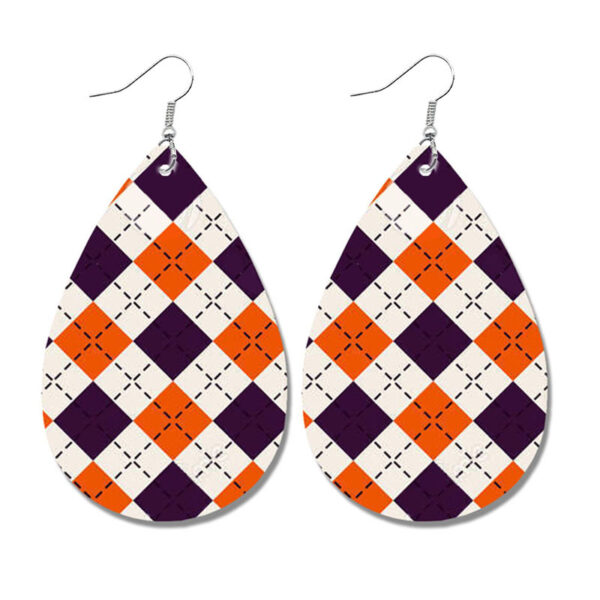 Wholesale Leather Geometric Print Plaid Polka Dot Vintage Earrings