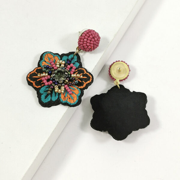 18187544034_1476080359 Wholesale Embroidery Flower Shape Mixed Material Earrings