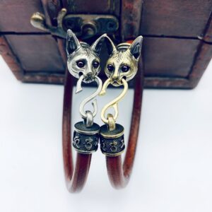 Wholesale Egyptian Cat Genuine Leather Bracelets Made of Brass Old Bracelets