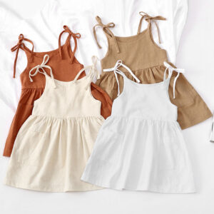 18406582591_1591916722 Wholesale Solid Color Cotton and Linen 2 Side Pockets Suspenders Lace-up Children's Suspender Dress