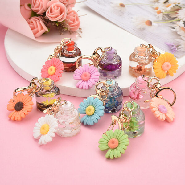 18407334544_707145485 Wholesale Moon Buckle Small Chrysanthemum Oil Quicksand Acrylic Keychains