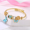 Wholesale Gold Pink Gradient Butterfly Opening Titanium Steel Bracelet